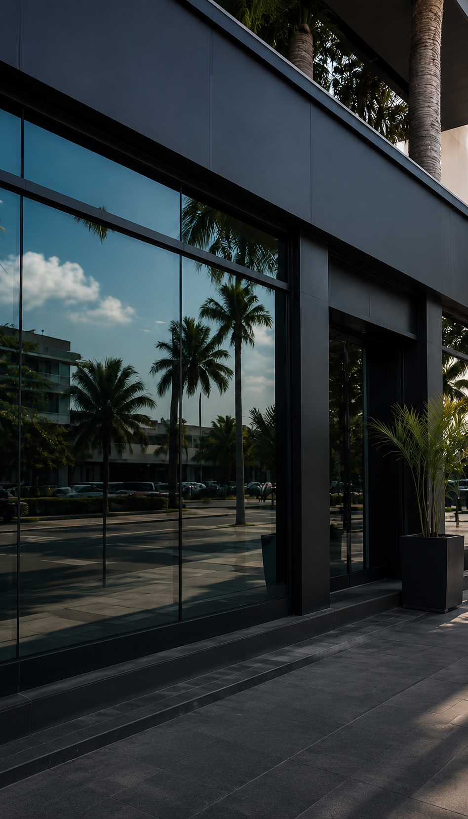 Local comercial con grandes superficies de cristal laminado